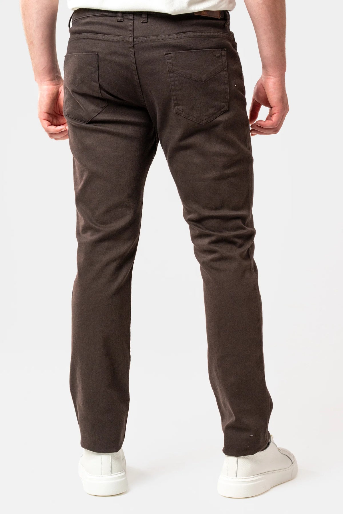 Ds Damat Slim Fit Kahverengi Gabardin Denim Pantolon