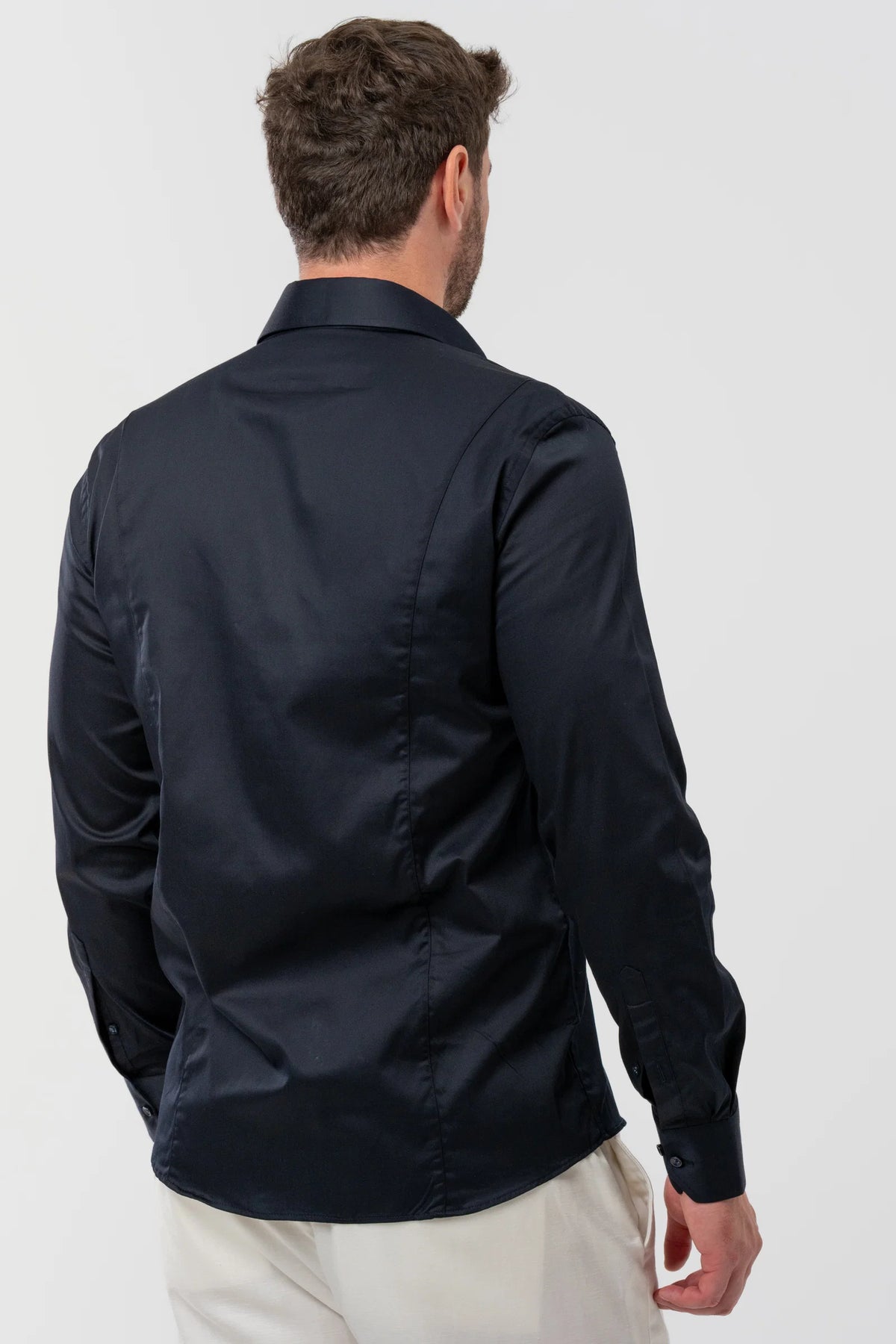 Ds Damat Slim Fit Lacivert Düz Gömlek
