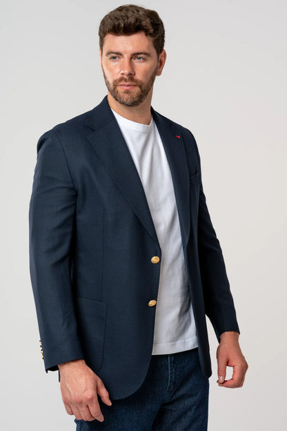 Ds Damat Comfort Fit Lacivert Armürlü Kumaş Ceket
