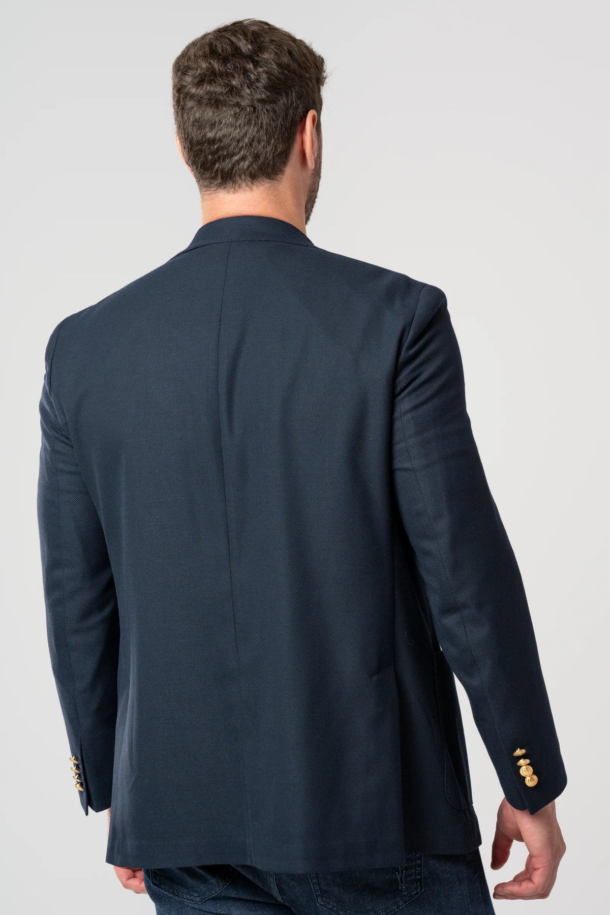 Ds Damat Comfort Fit Lacivert Armürlü Kumaş Ceket