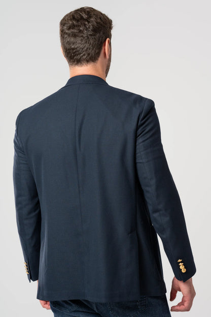 Ds Damat Comfort Fit Lacivert Armürlü Kumaş Ceket