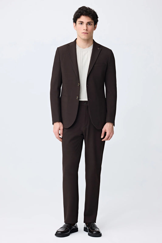Tween Slim Fit Kahverengi Çizgili Takim Elbise