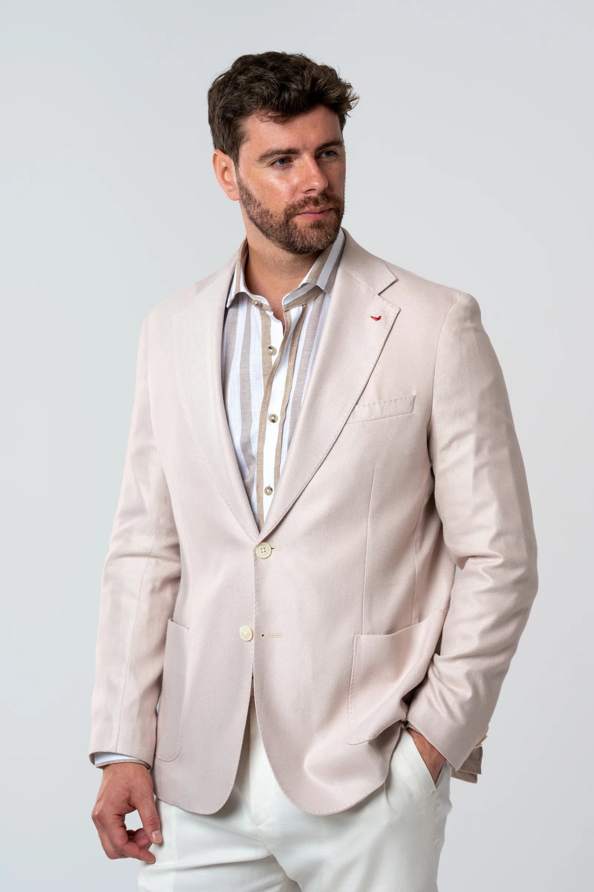 Ds Damat Regular Fit Pudra Armürlü Kumaş Ceket