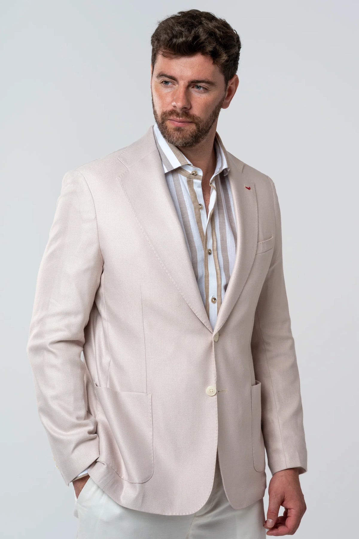 Ds Damat Regular Fit Pudra Armürlü Kumaş Ceket