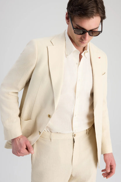 Ds Damat Slim Fit Bej Düz Kumaş Ceket