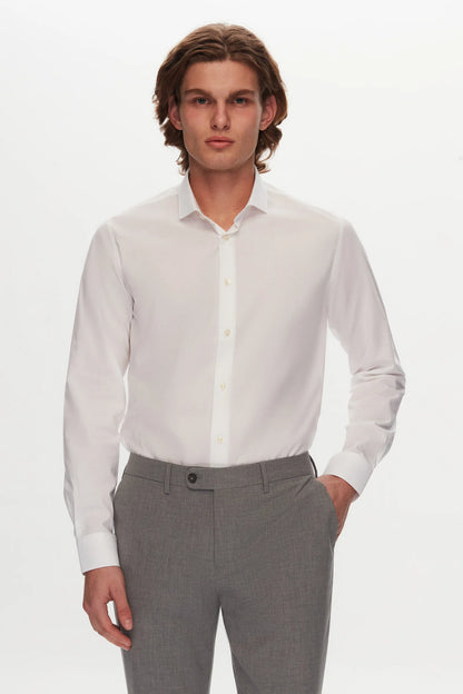 Tween Slim Fit Beyaz Düz Travel Gömlek