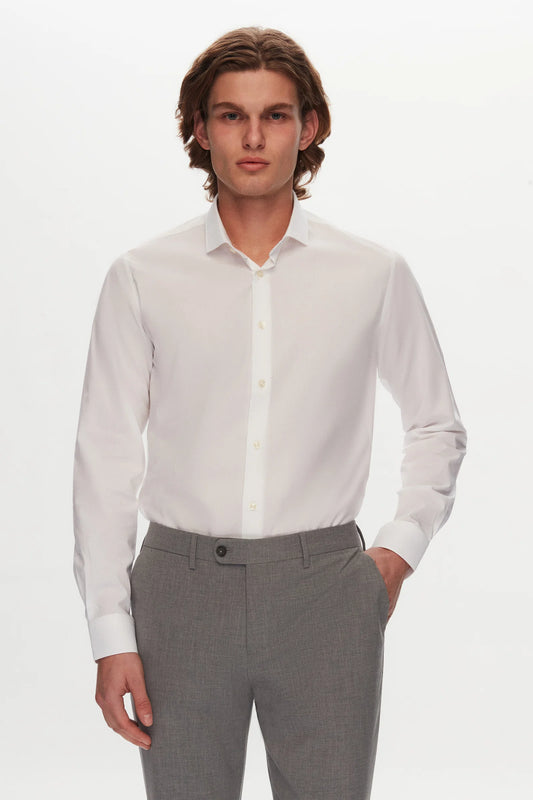 Tween Slim Fit Beyaz Düz Travel Gömlek