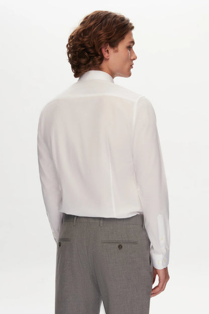 Tween Slim Fit Beyaz Düz Travel Gömlek