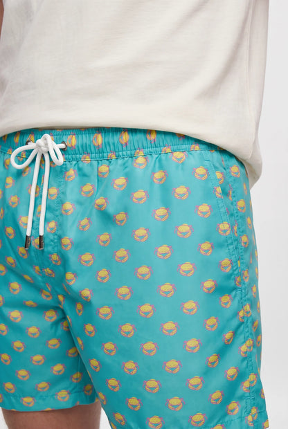 Tween Regular Fit Yeşil Baskılı Şort Mayo