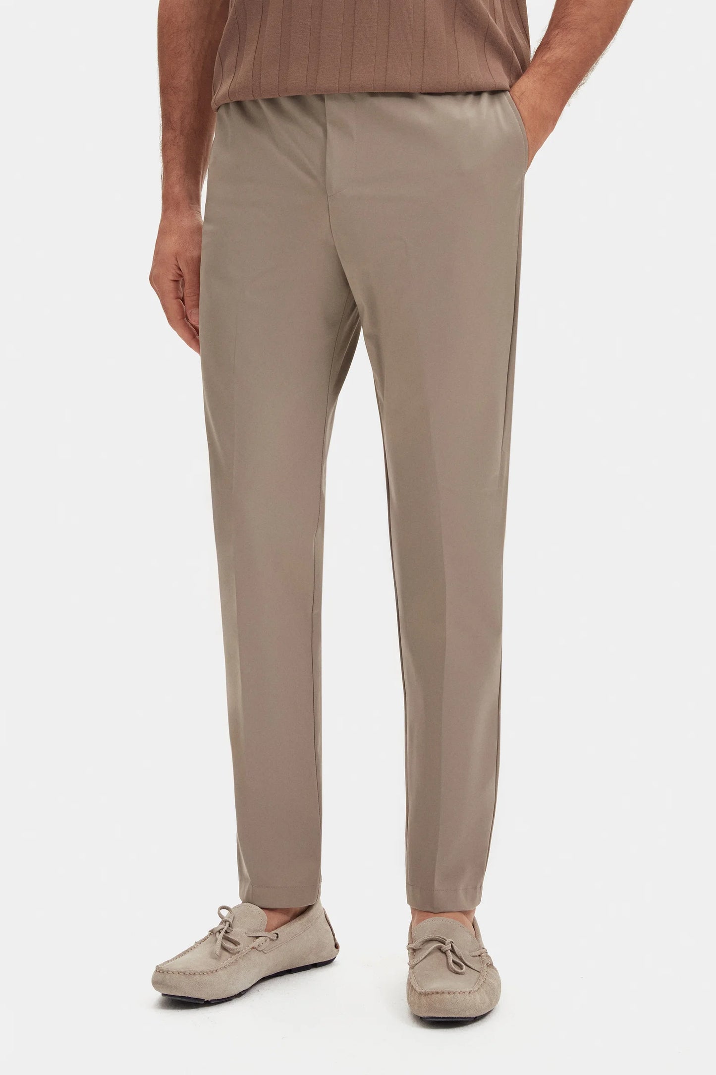 Damat Relaxed Fit (pilesiz) Vizon Düz Kumaş Pantolon