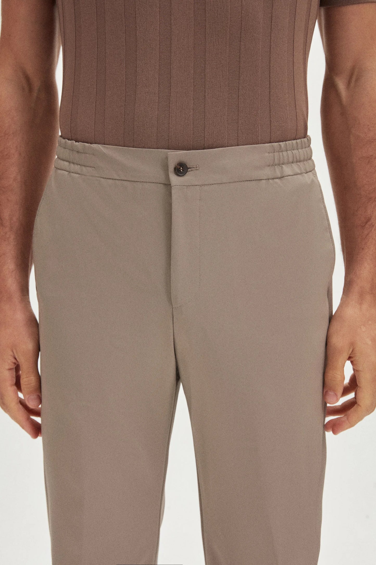 Damat Relaxed Fit (pilesiz) Vizon Düz Kumaş Pantolon