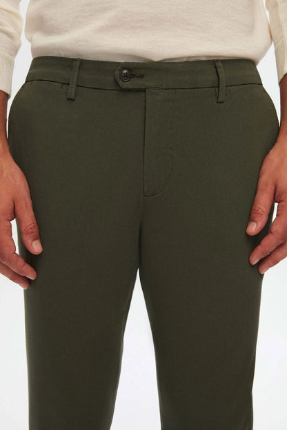 Damat Slim Fit Haki Bi Strech Pamuklu Beli Içten Lastikli Chino Pantolon