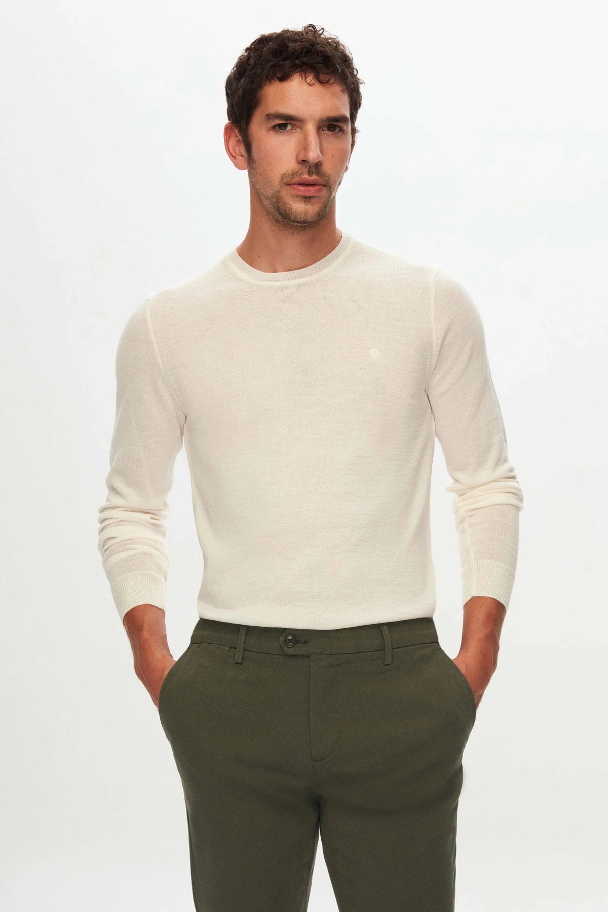 Damat Slim Fit Haki Bi Strech Pamuklu Beli Içten Lastikli Chino Pantolon