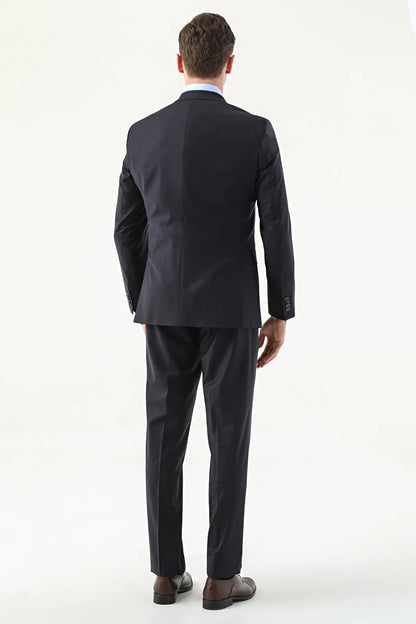 Damat Slim Fit Lacivert Düz Superfine Wool Takim Elbise