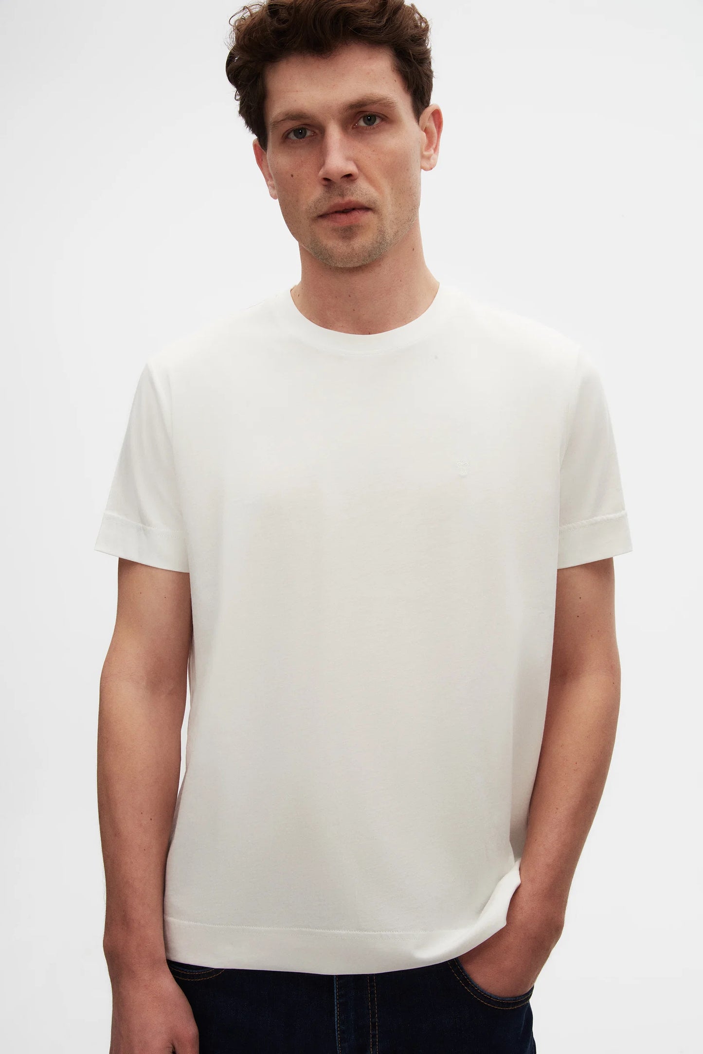Damat Regular Fit Ekru %100 Pamuk Merserize T-shirt