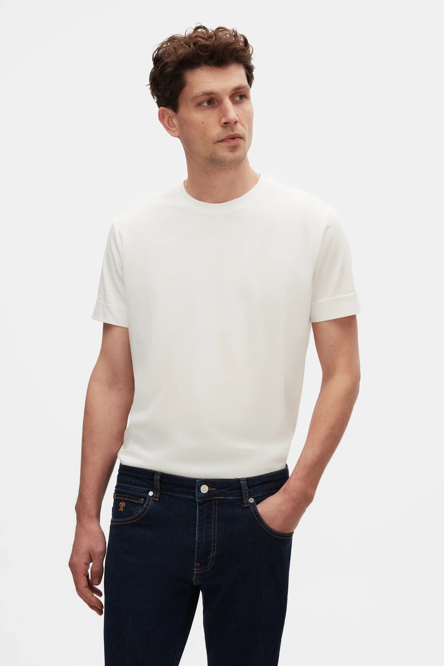 Damat Regular Fit Ekru %100 Pamuk Merserize T-shirt