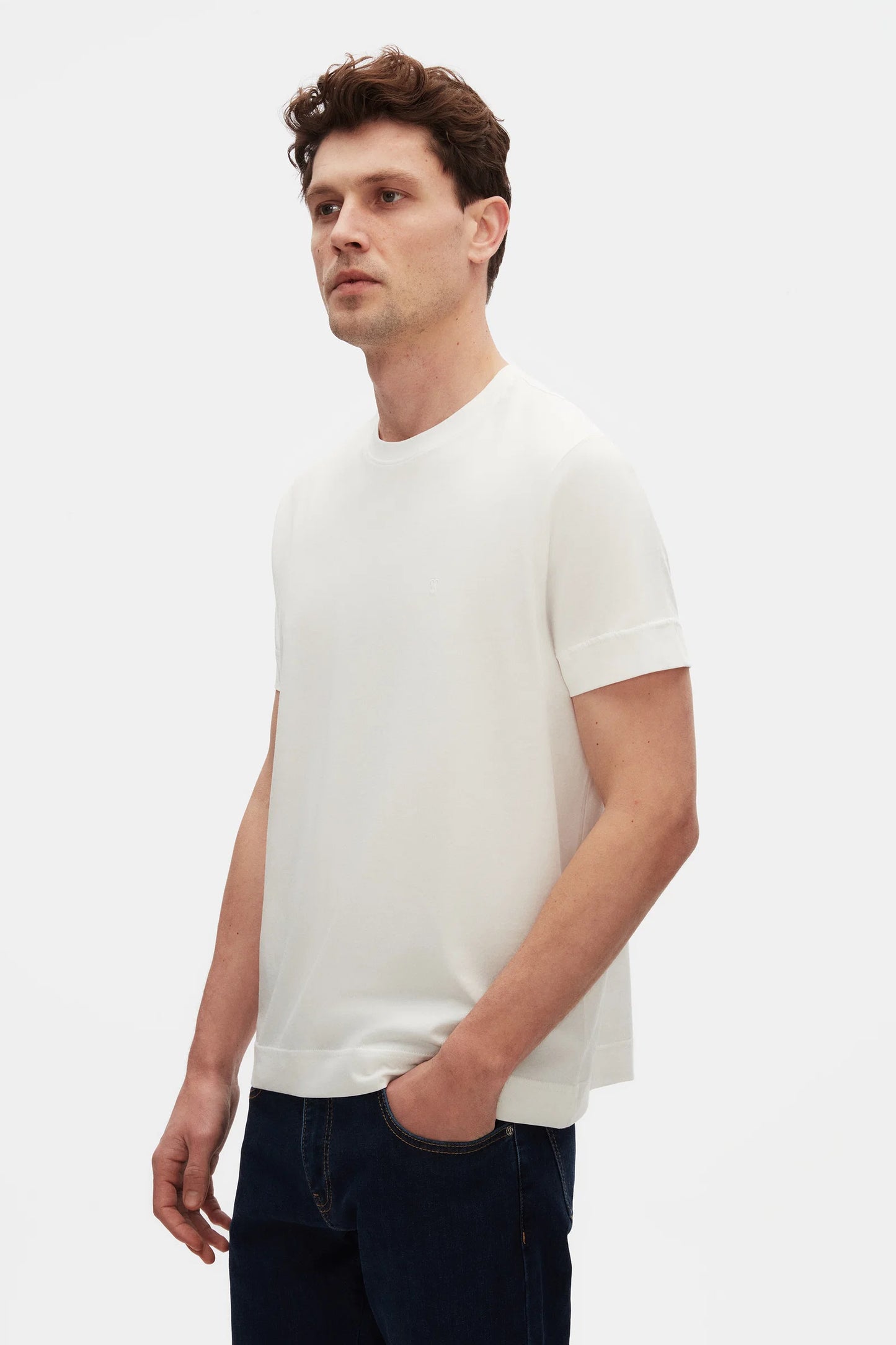 Damat Regular Fit Ekru %100 Pamuk Merserize T-shirt