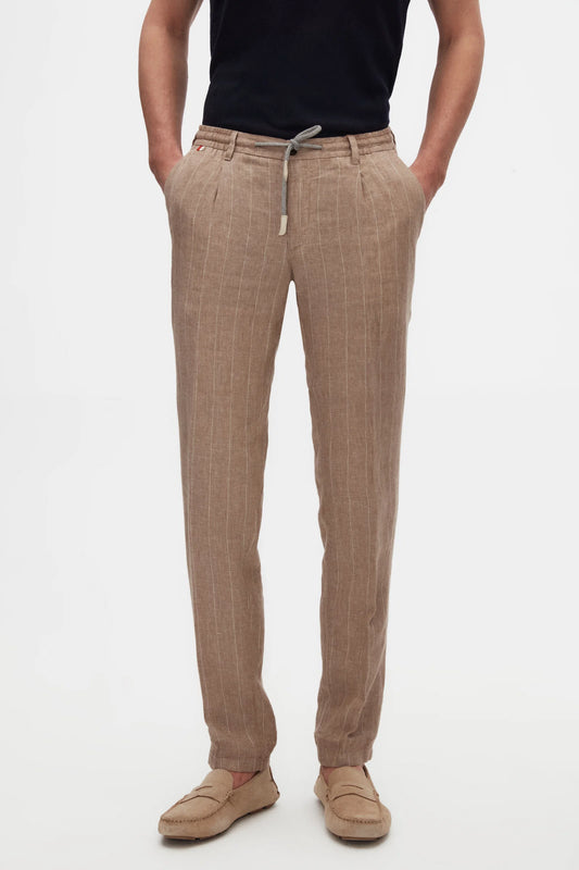 Damat Slim Fit Bej %100 Keten Chino Pantolon