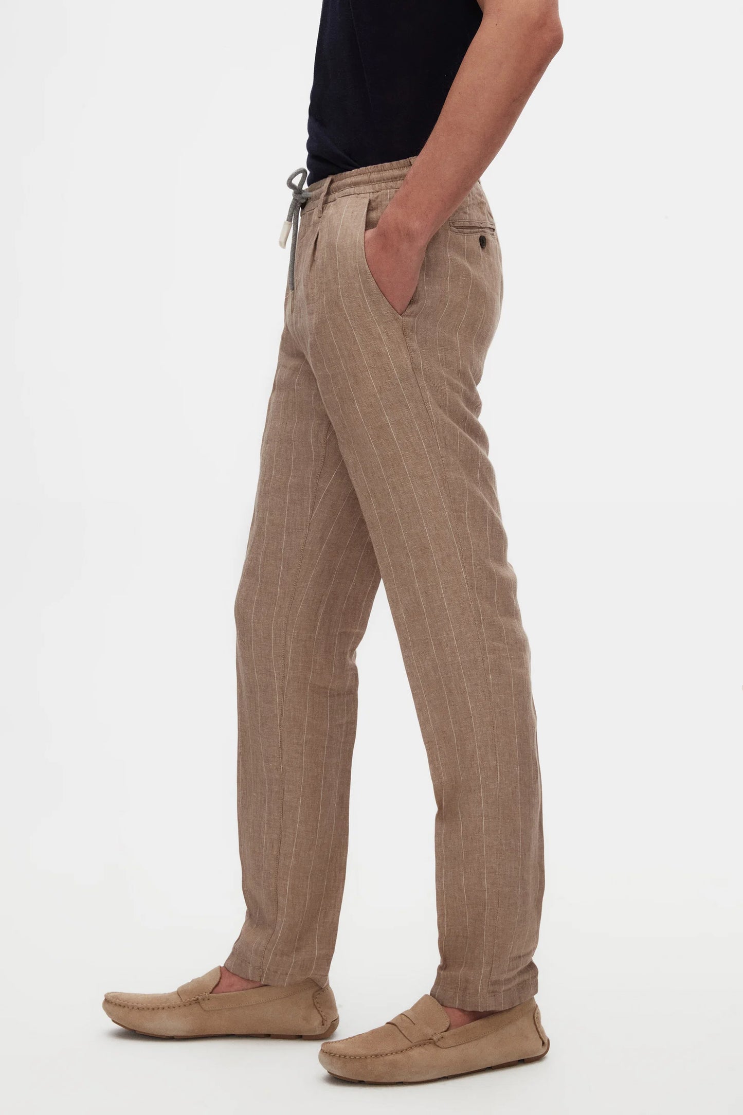 Damat Slim Fit Bej %100 Keten Chino Pantolon