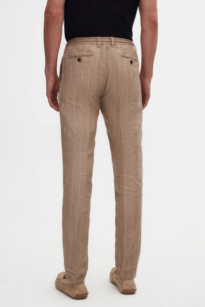 Damat Slim Fit Bej %100 Keten Chino Pantolon