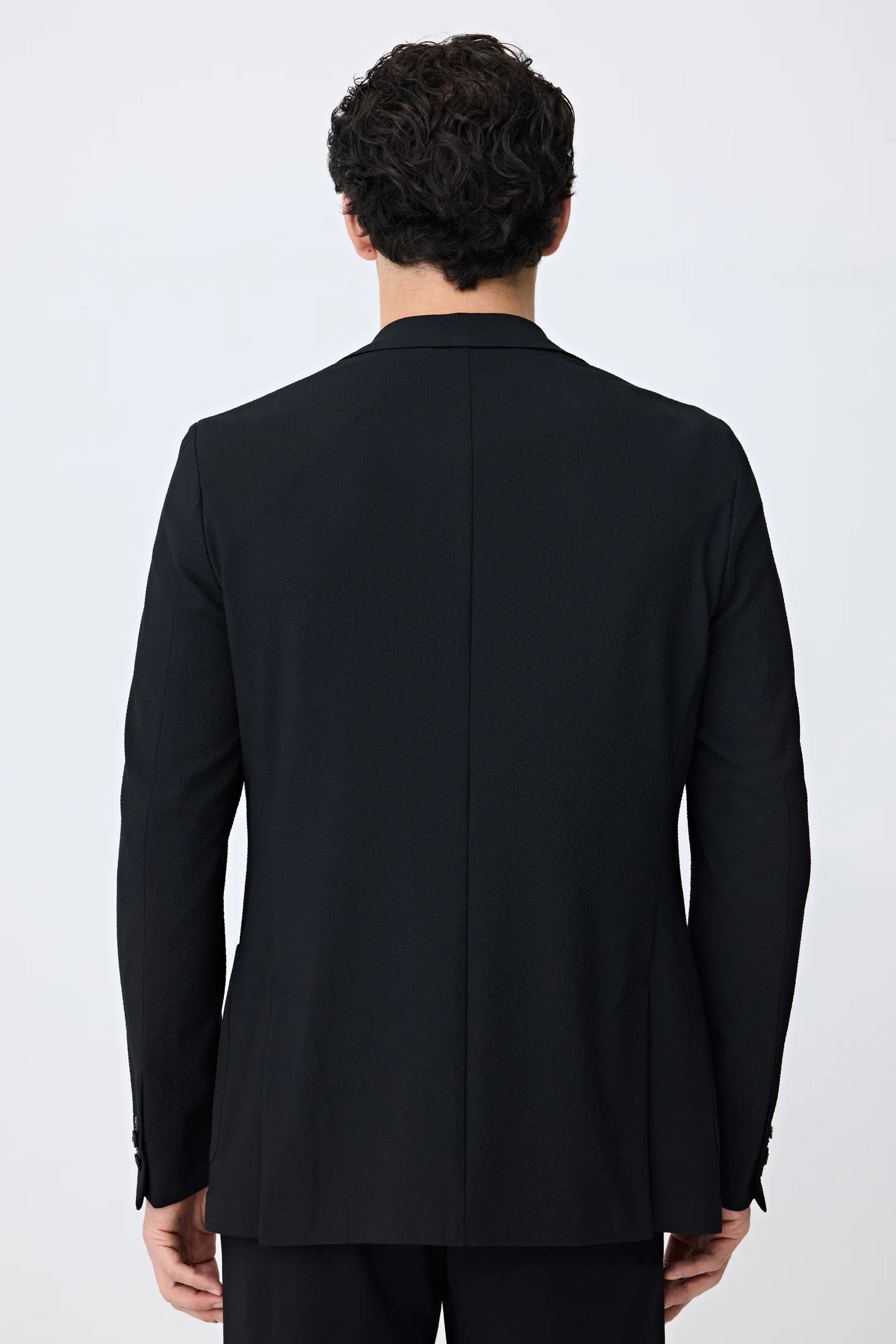 Tween Slim Fit Siyah Armürlü Kumaş Ceket