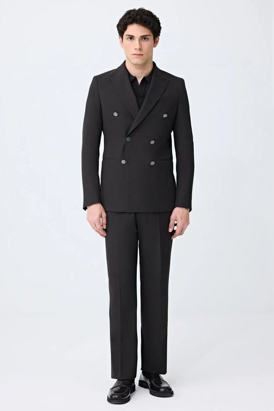 Tween Slim Fit Kahverengi Kruvaze Takim Elbise