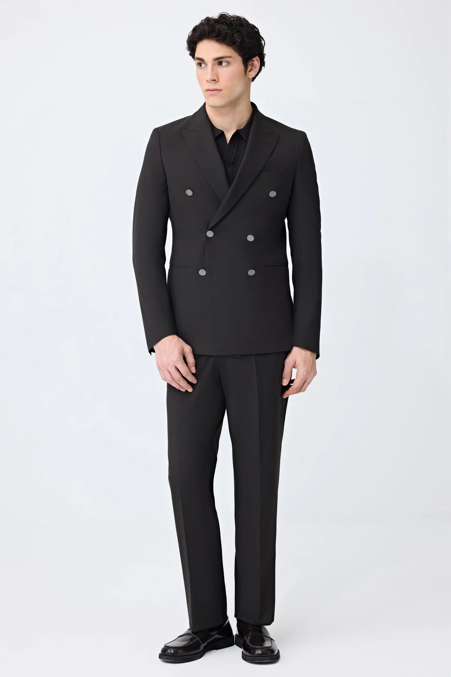 Tween Slim Fit Kahverengi Kruvaze Takim Elbise
