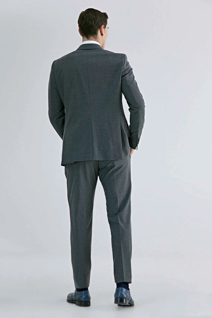Tween Slim Fit Gri Düz Yün Karişimli Takim Elbise