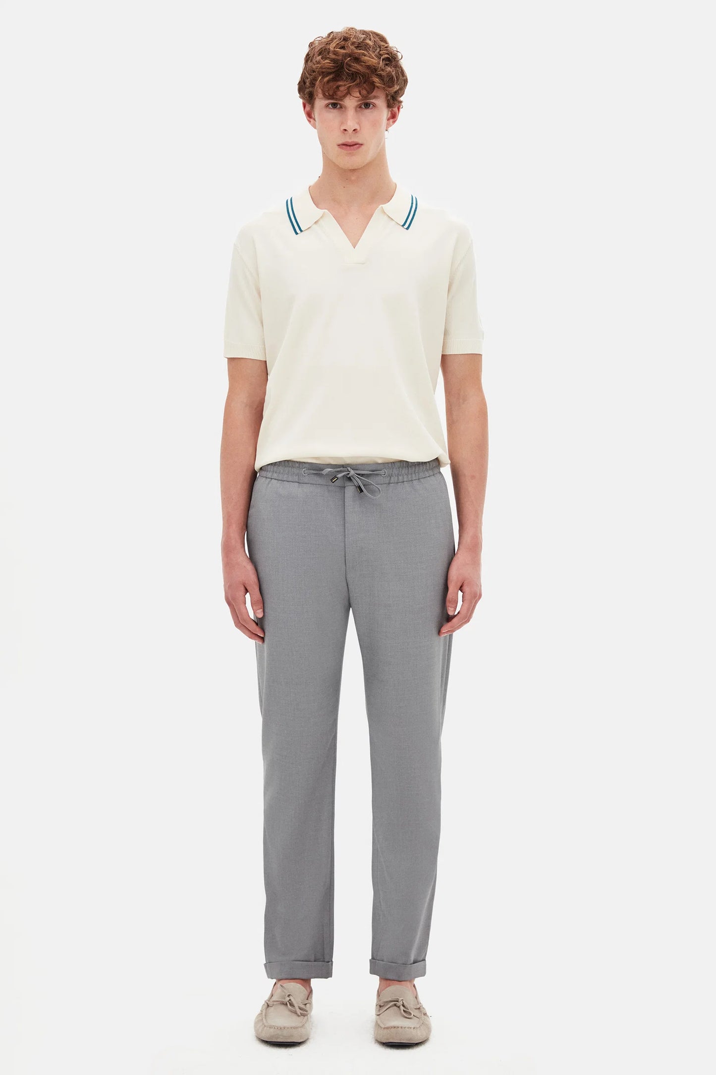 Tween Relaxed Fit (pilesiz) Gri Armürlü Kumaş Pantolon