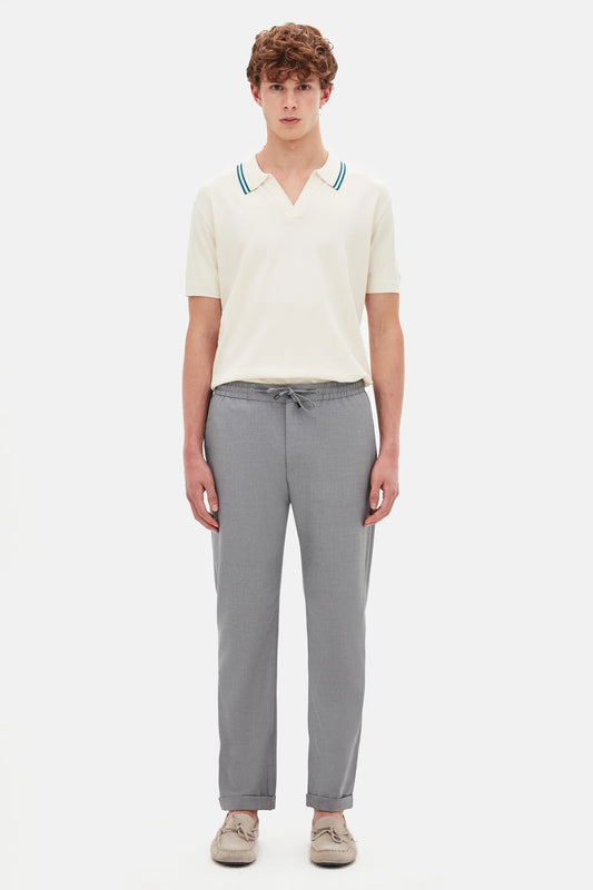 Tween Relaxed Fit (pilesiz) Gri Armürlü Kumaş Pantolon