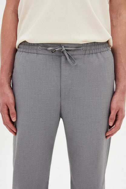 Tween Relaxed Fit (pilesiz) Gri Armürlü Kumaş Pantolon