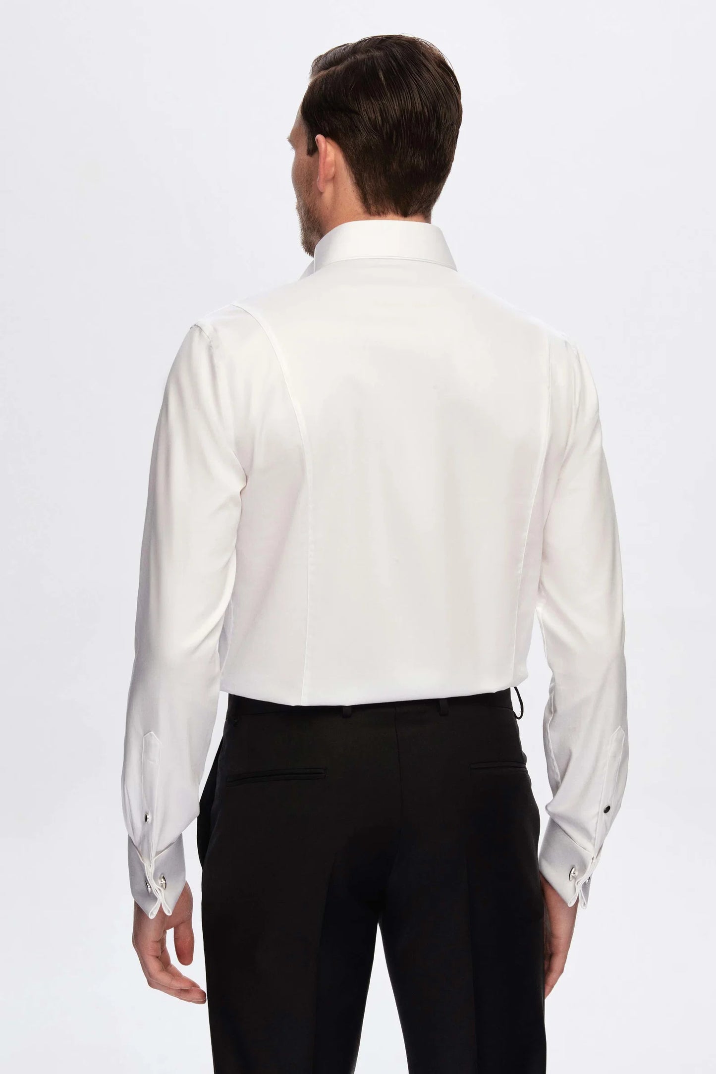 Damat Slim Fit Beyaz Jakar Desenli Smokin Gömlek
