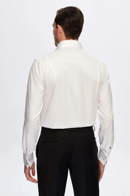 Damat Slim Fit Beyaz Jakar Desenli Smokin Gömlek