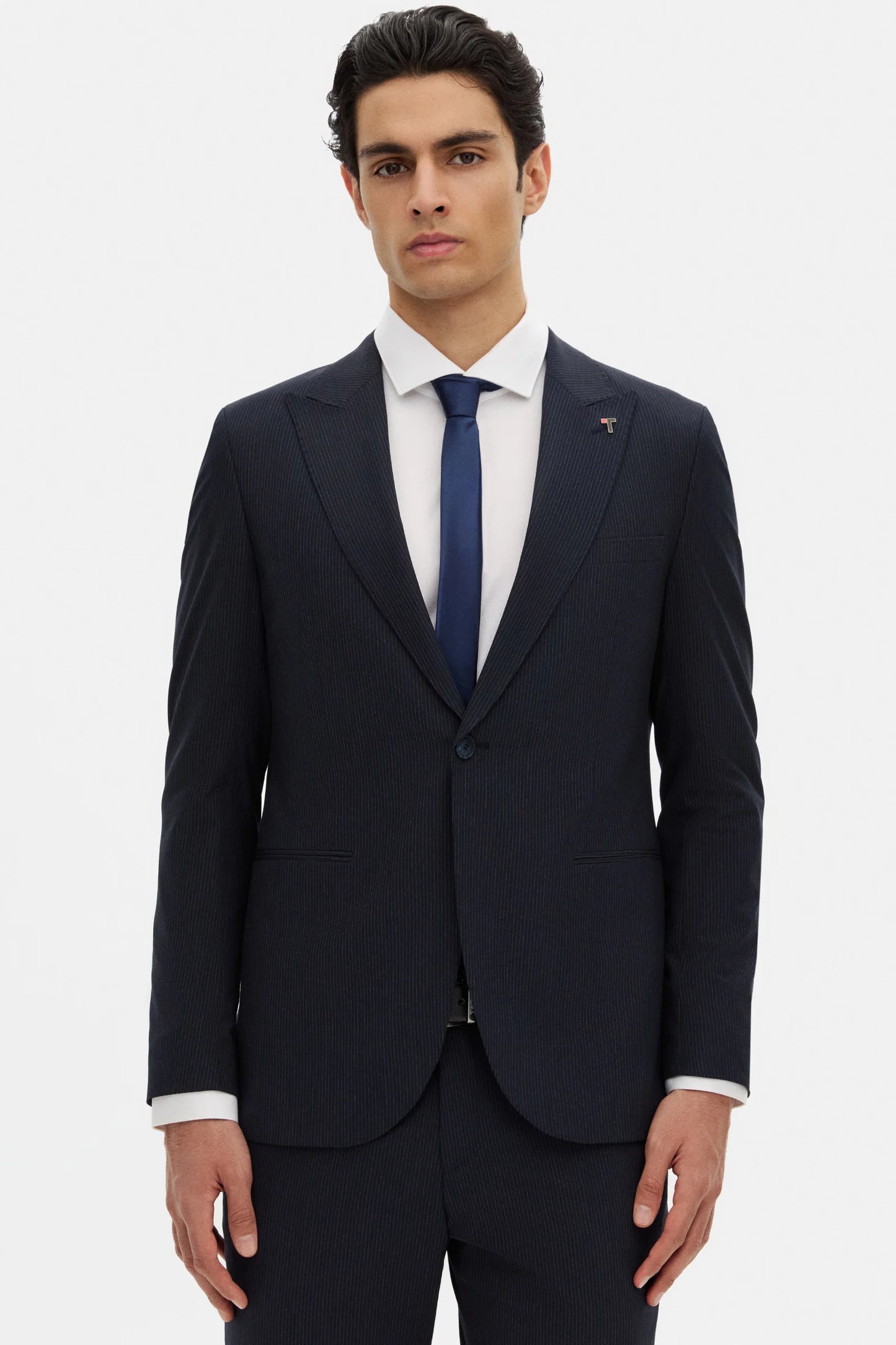 Tween Slim Fit Lacivert Çizgili Takim Elbise
