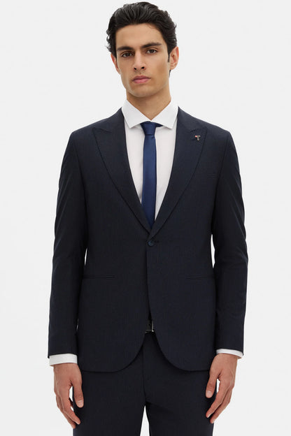 Tween Slim Fit Lacivert Çizgili Takim Elbise