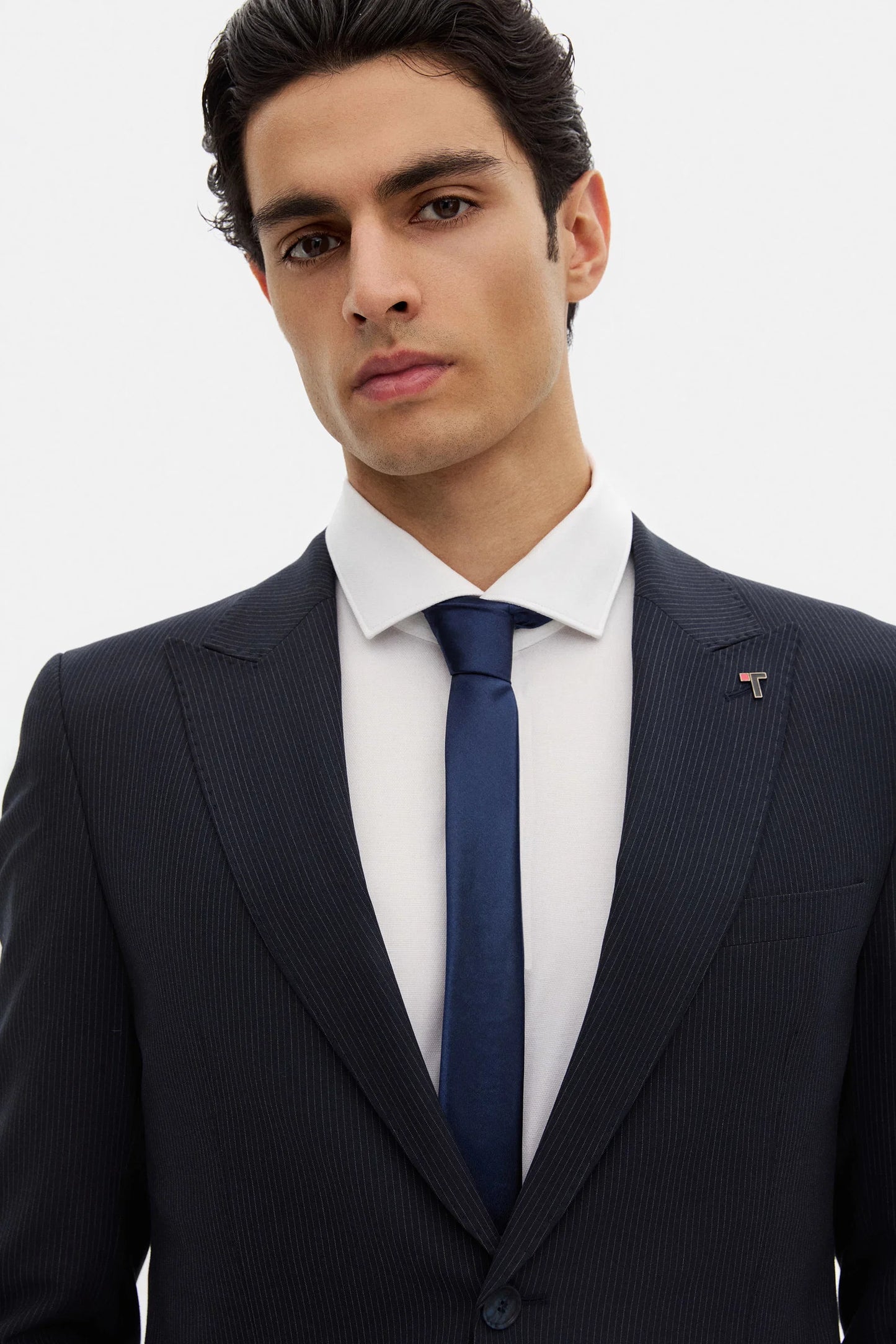 Tween Slim Fit Lacivert Çizgili Takim Elbise