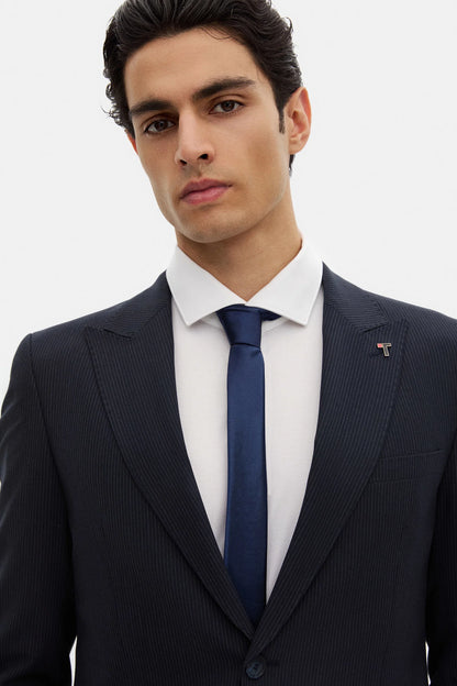 Tween Slim Fit Lacivert Çizgili Takim Elbise