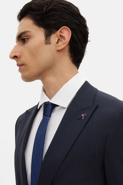 Tween Slim Fit Lacivert Çizgili Takim Elbise