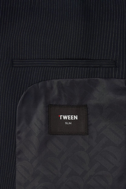 Tween Slim Fit Lacivert Çizgili Takim Elbise
