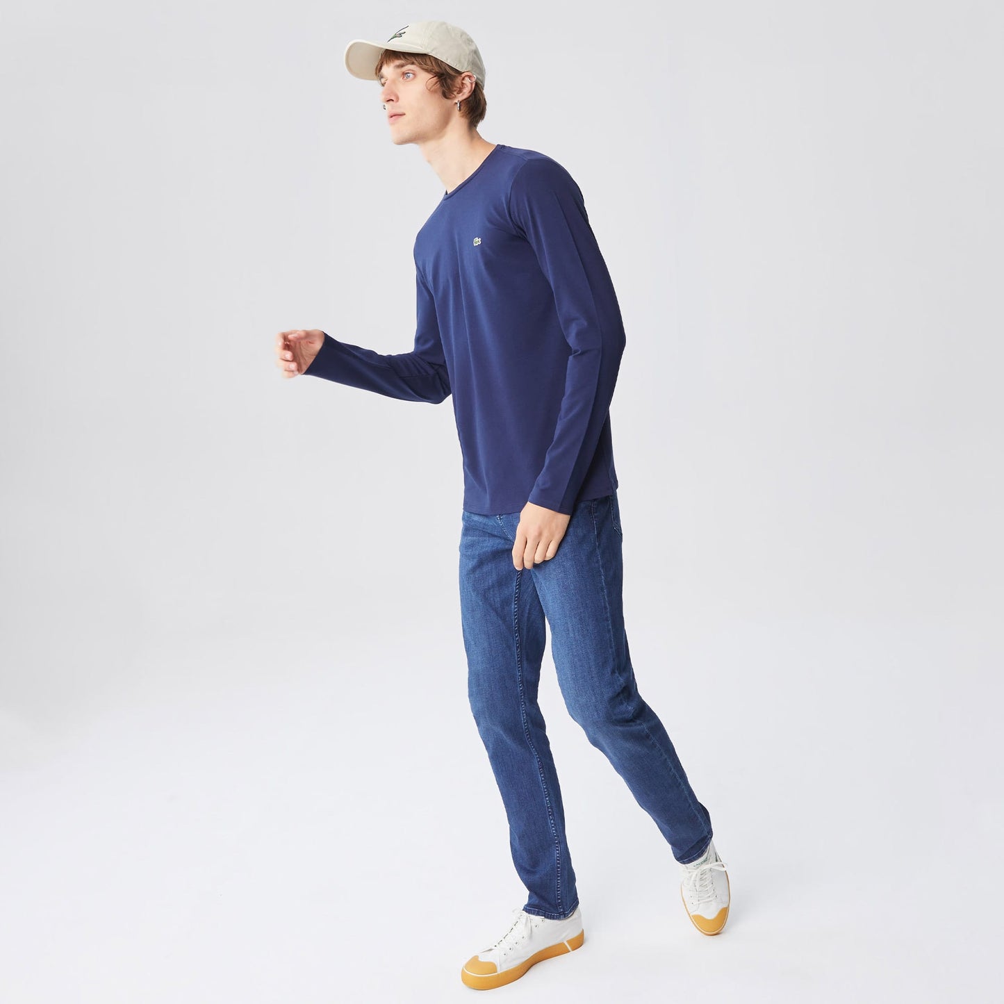 Lacoste Erkek Slim Fit Uzun Kollu Bisiklet Yaka Lacivert T-shirt