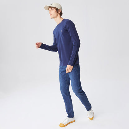 Lacoste Erkek Slim Fit Uzun Kollu Bisiklet Yaka Lacivert T-shirt
