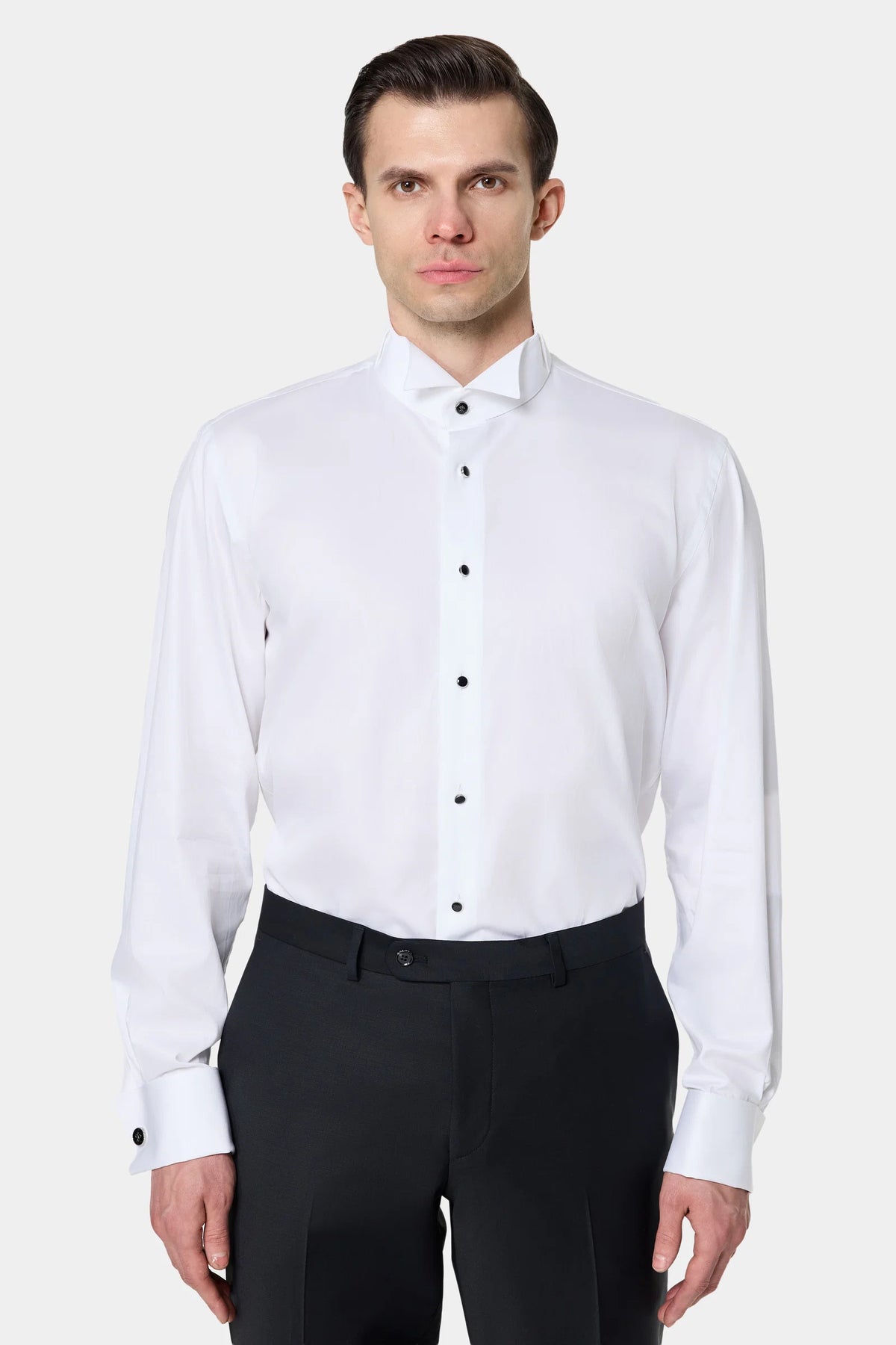 Damat Slim Fit Beyaz Düz Smokin Gömlek