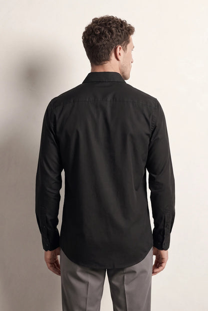 Ds Damat Regular Fit Siyah Düz Gömlek