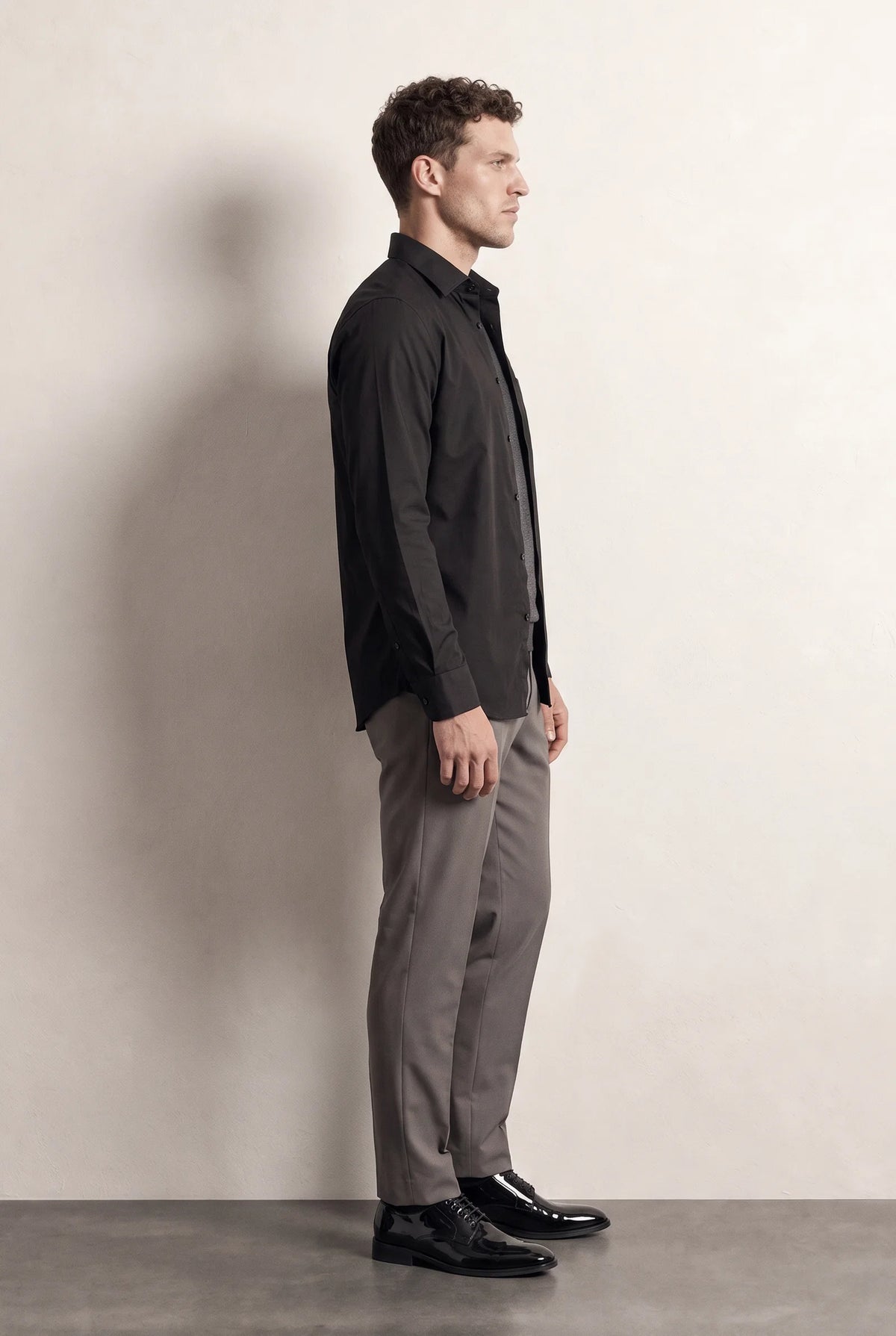 Ds Damat Regular Fit Siyah Düz Gömlek
