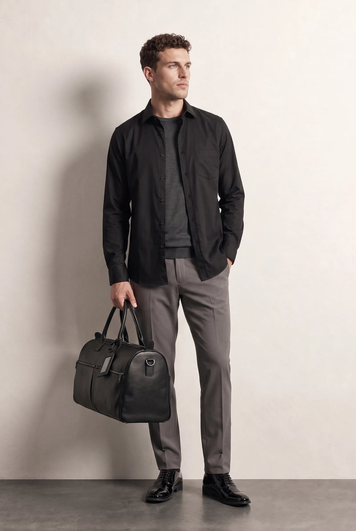 Ds Damat Regular Fit Siyah Düz Gömlek