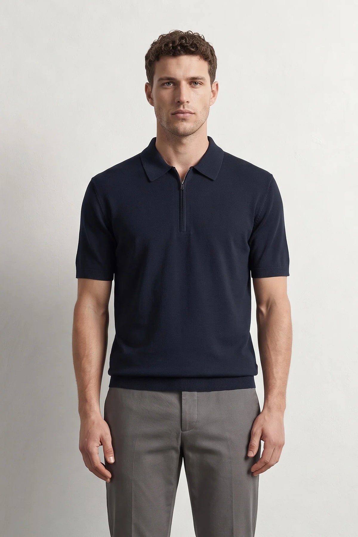 Ds Damat Slim Fit Lacivert Düz Örgü Kazak
