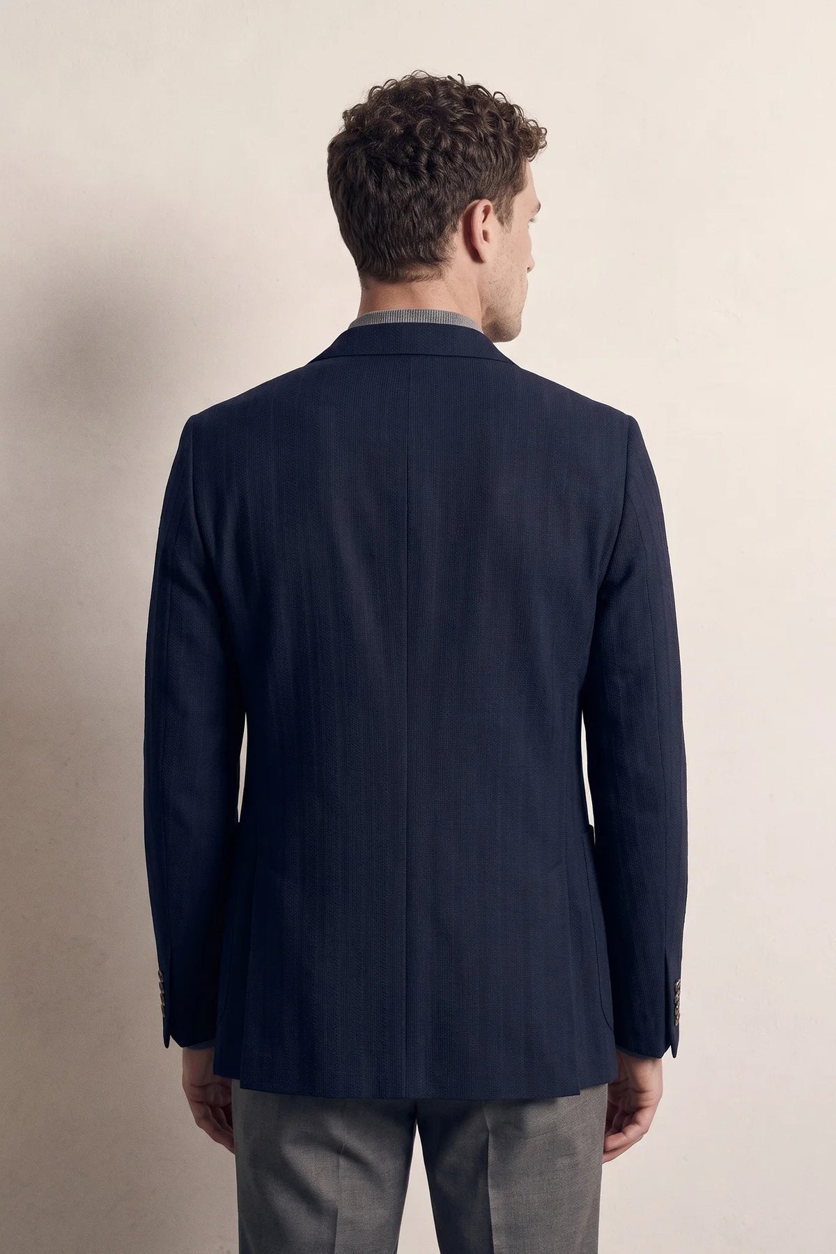 Twn Slim Fit Lacivert Çizgili Kumaş Ceket
