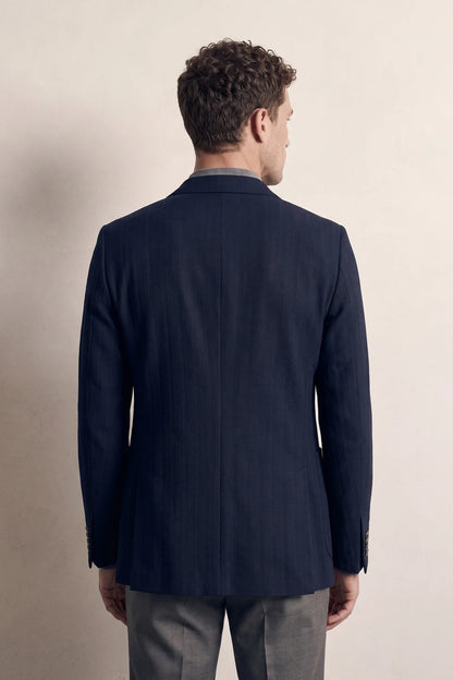 Twn Slim Fit Lacivert Çizgili Kumaş Ceket
