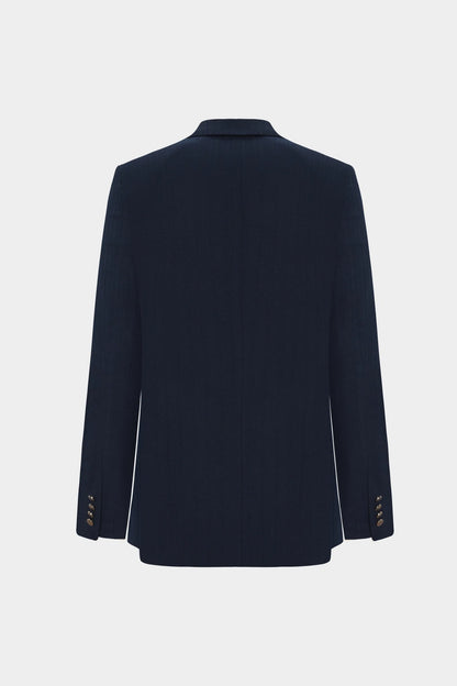Twn Slim Fit Lacivert Çizgili Kumaş Ceket