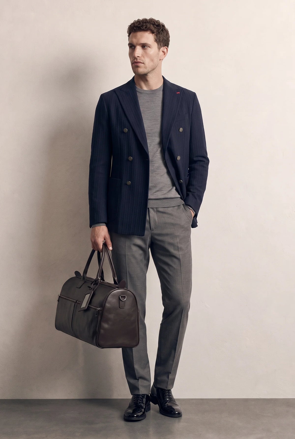 Twn Slim Fit Lacivert Çizgili Kumaş Ceket